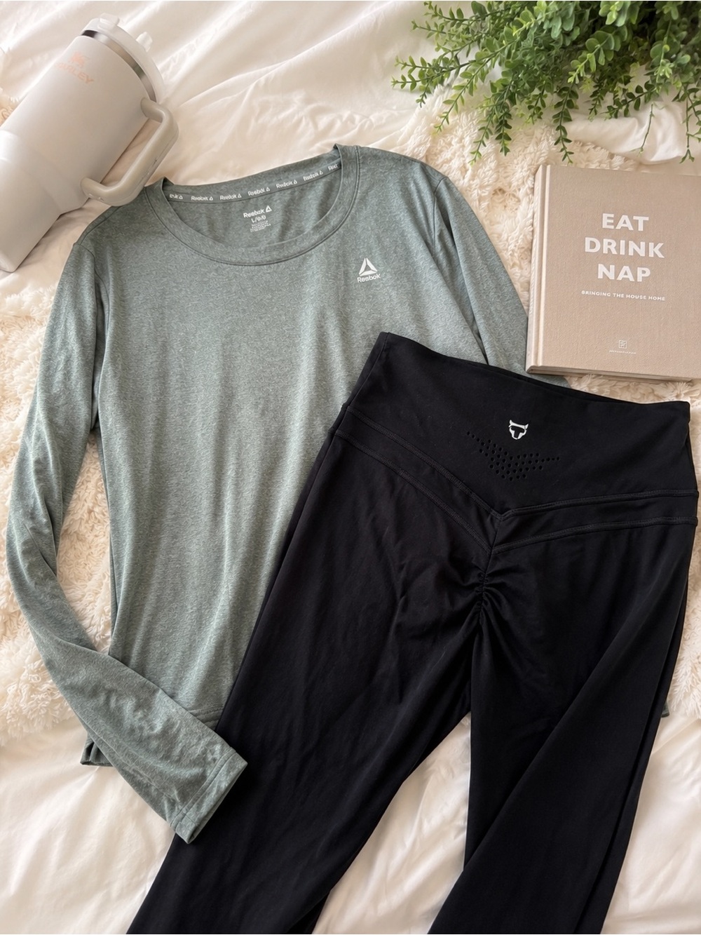 Matching Workout Set | Reebok Long Sleeve + TikTok Style Scrunch Define Leggings